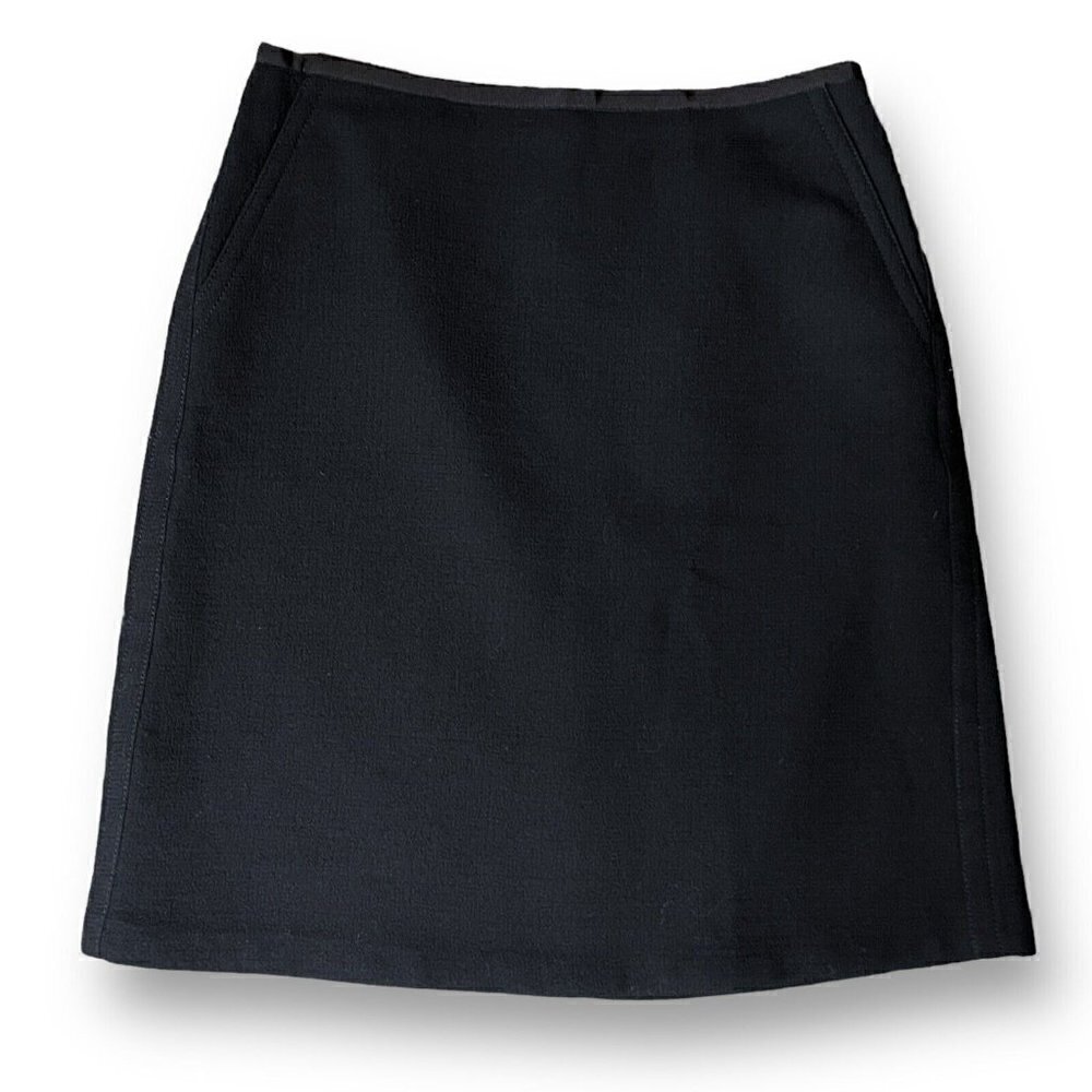 Lafayette 148 NY Womens Pencil Skirt Sz 0 Black Wool Career Capsule Wardrobe